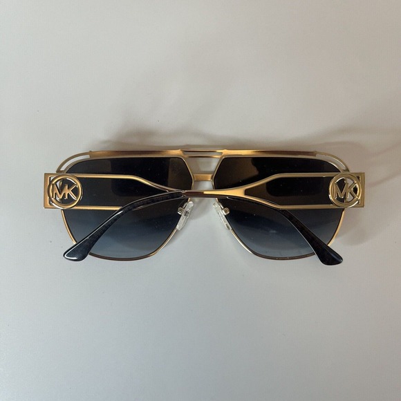 Michael Kors Vienna MK 1102 10148G Light Gold Metal Aviator Sunglasses Grey - Picture 1 of 5